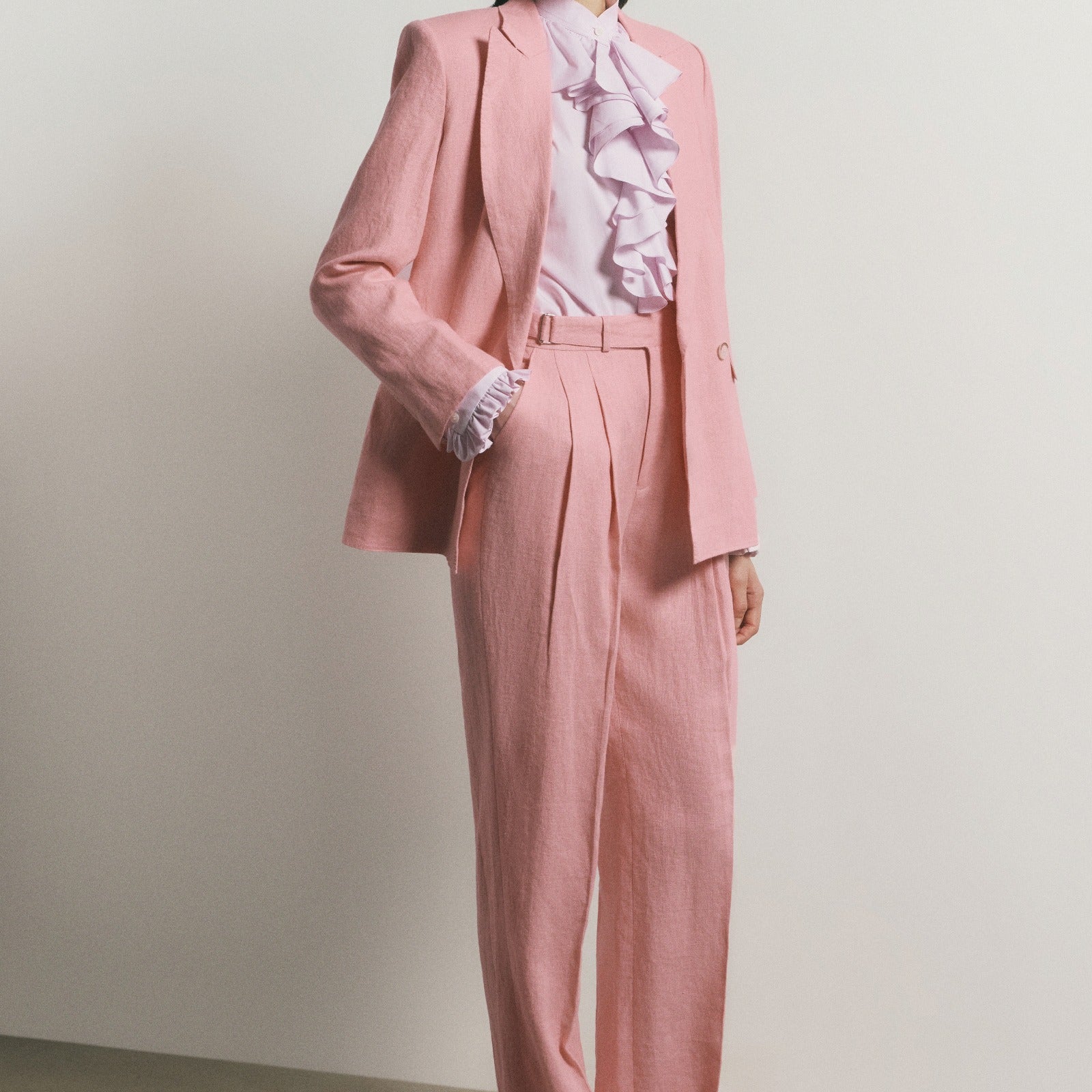 Rosé Notched Lapel Blazer