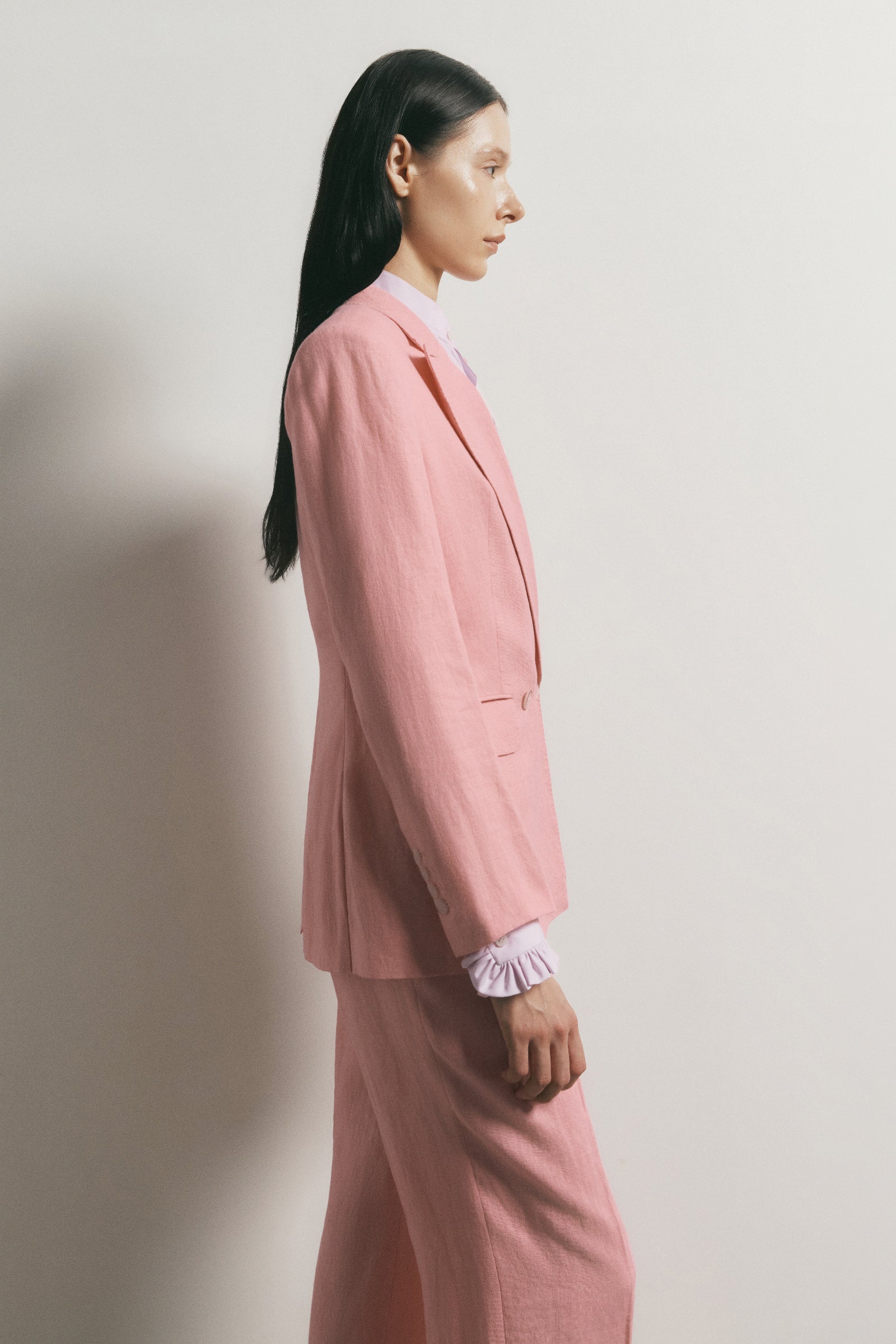Rosé Notched Lapel Blazer