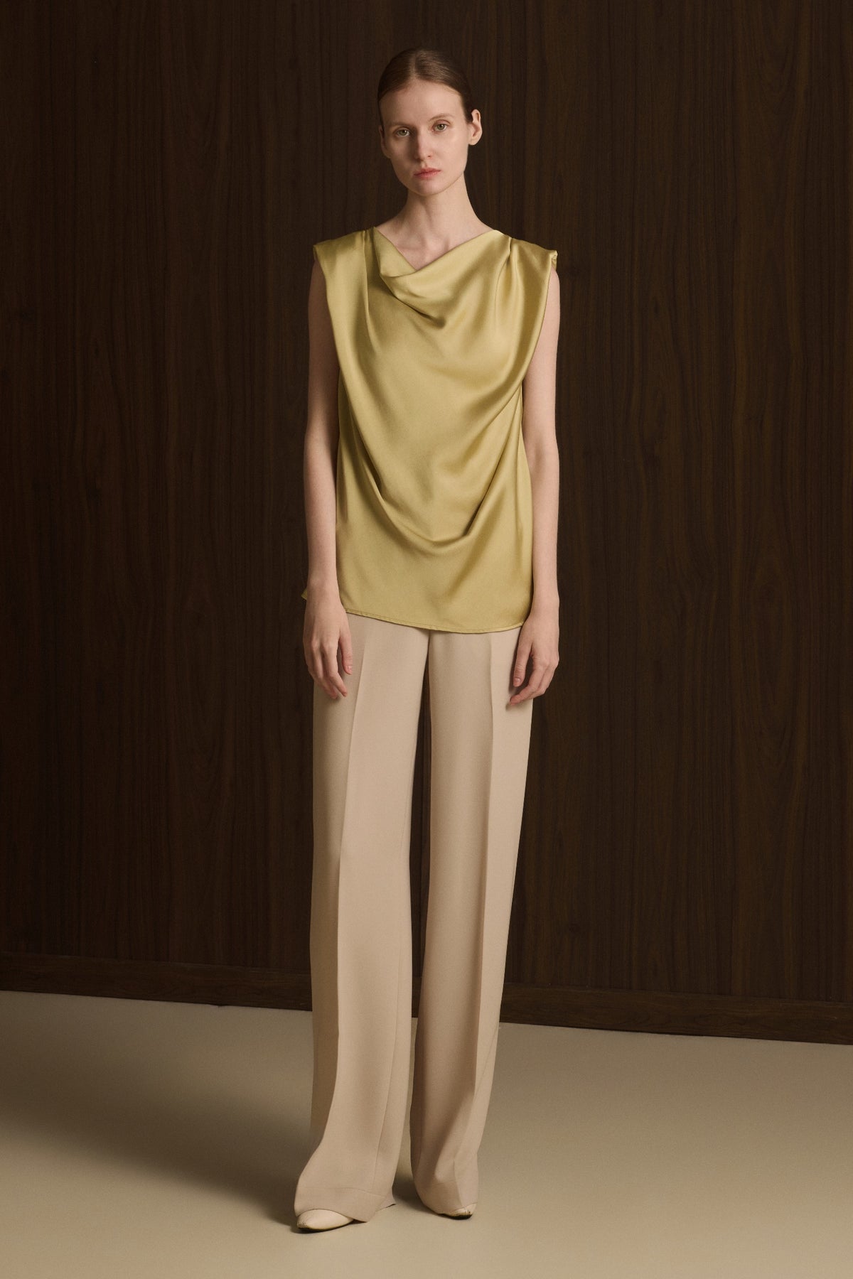 Nude Pleated Pants