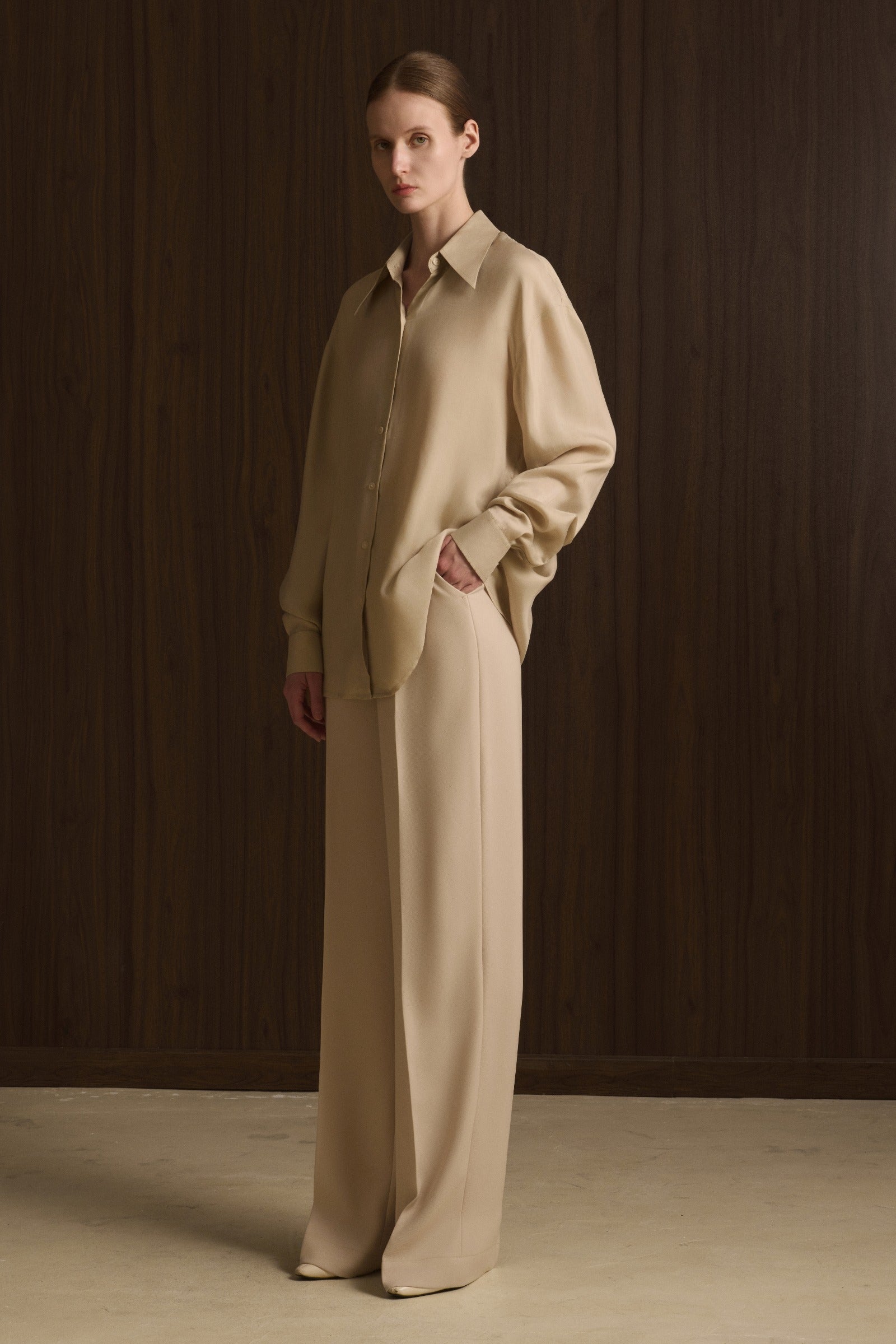 Nude Pleated Pants