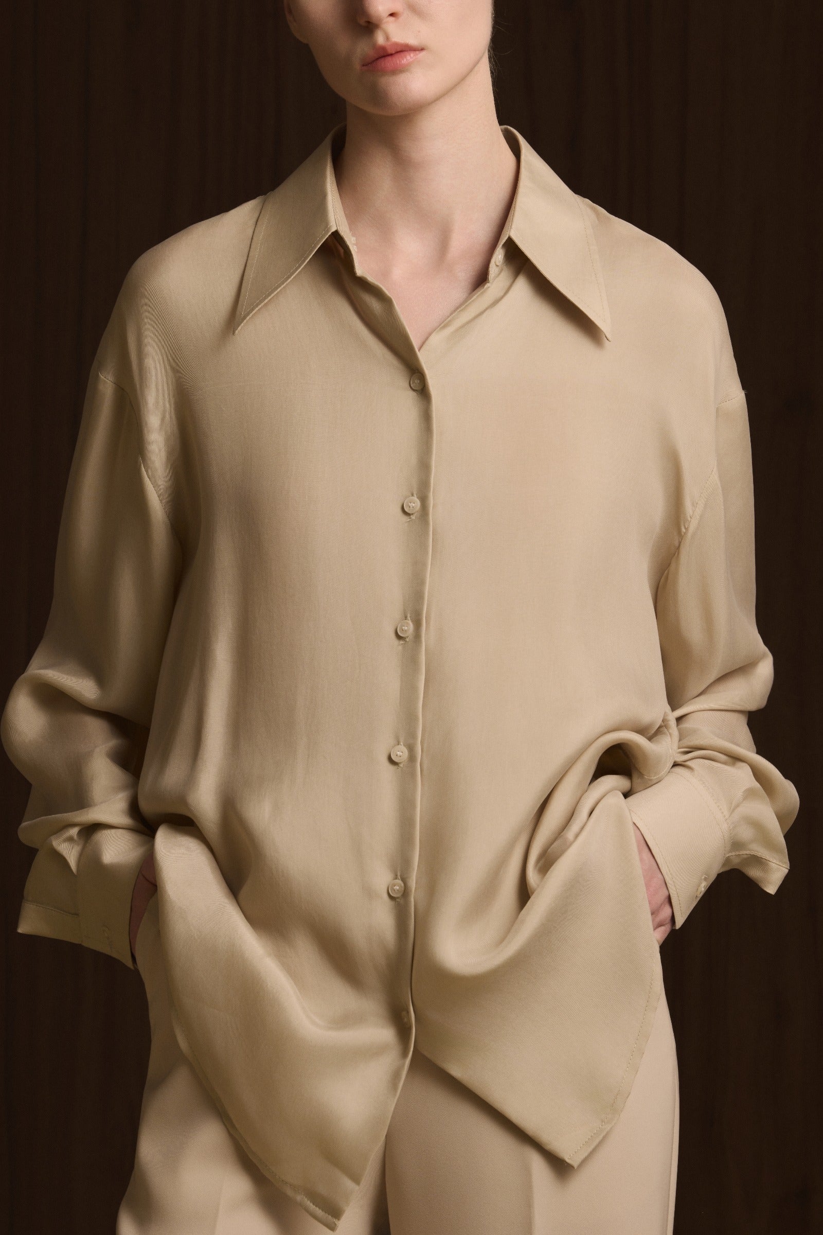 Nude Collared Shirt