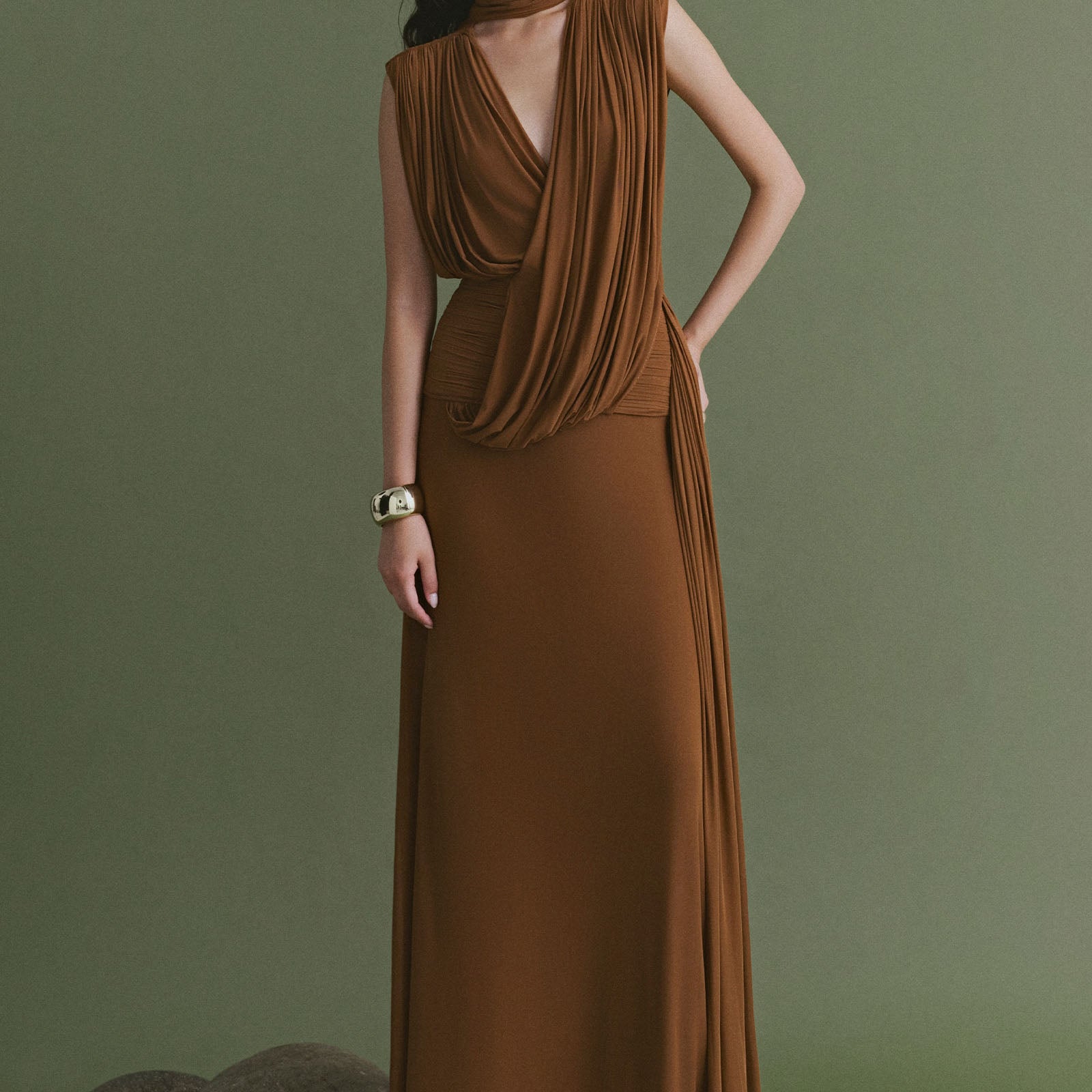 Terra Draped Maxi Dress - MEAN BLVD