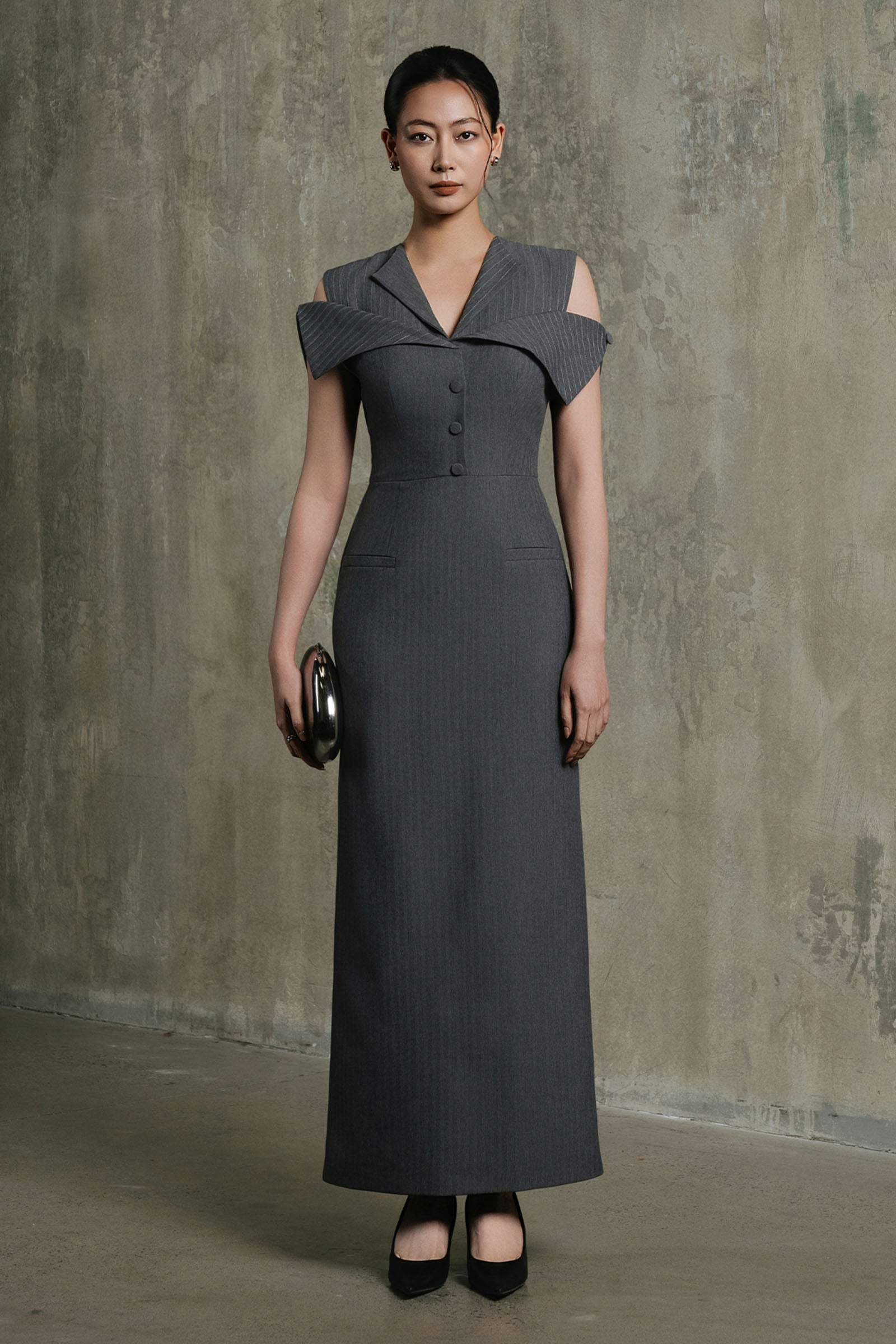 The Finesse Cold Shoulder Sleeve Maxi Dress - MEAN BLVD