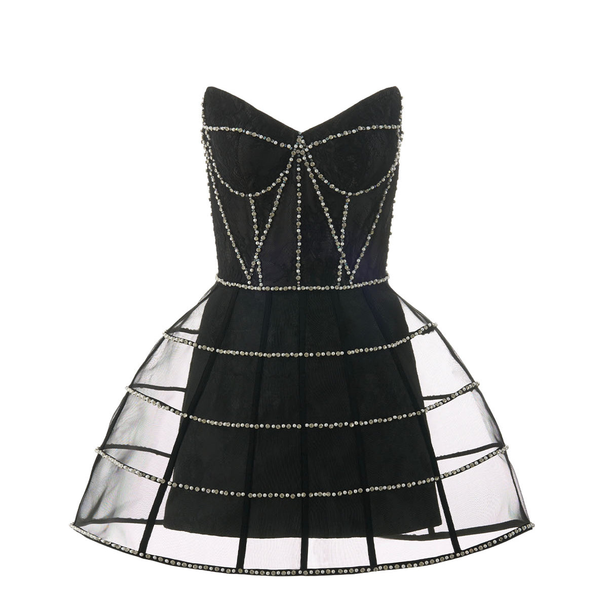Theresa Rhinestone Mini Dress Black / XL