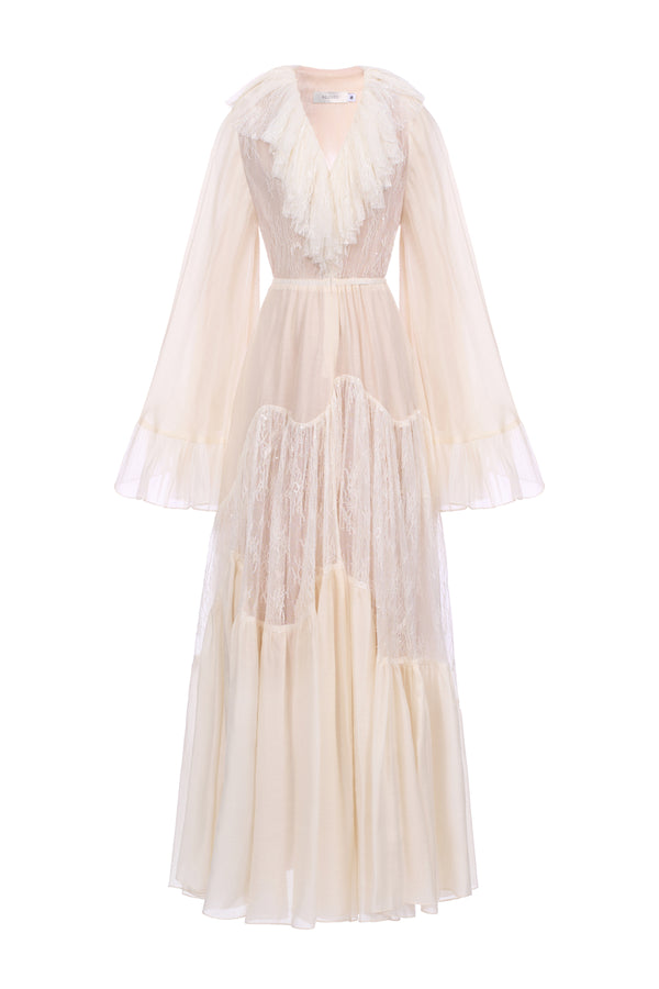 Tiffani A-line V-Neck Silk Chiffon Maxi Dress