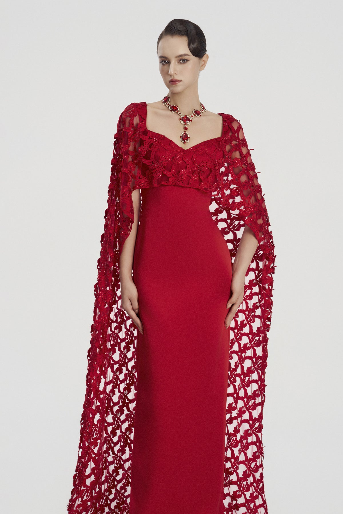 Rosaline Cape Sleeve Maxi Dress