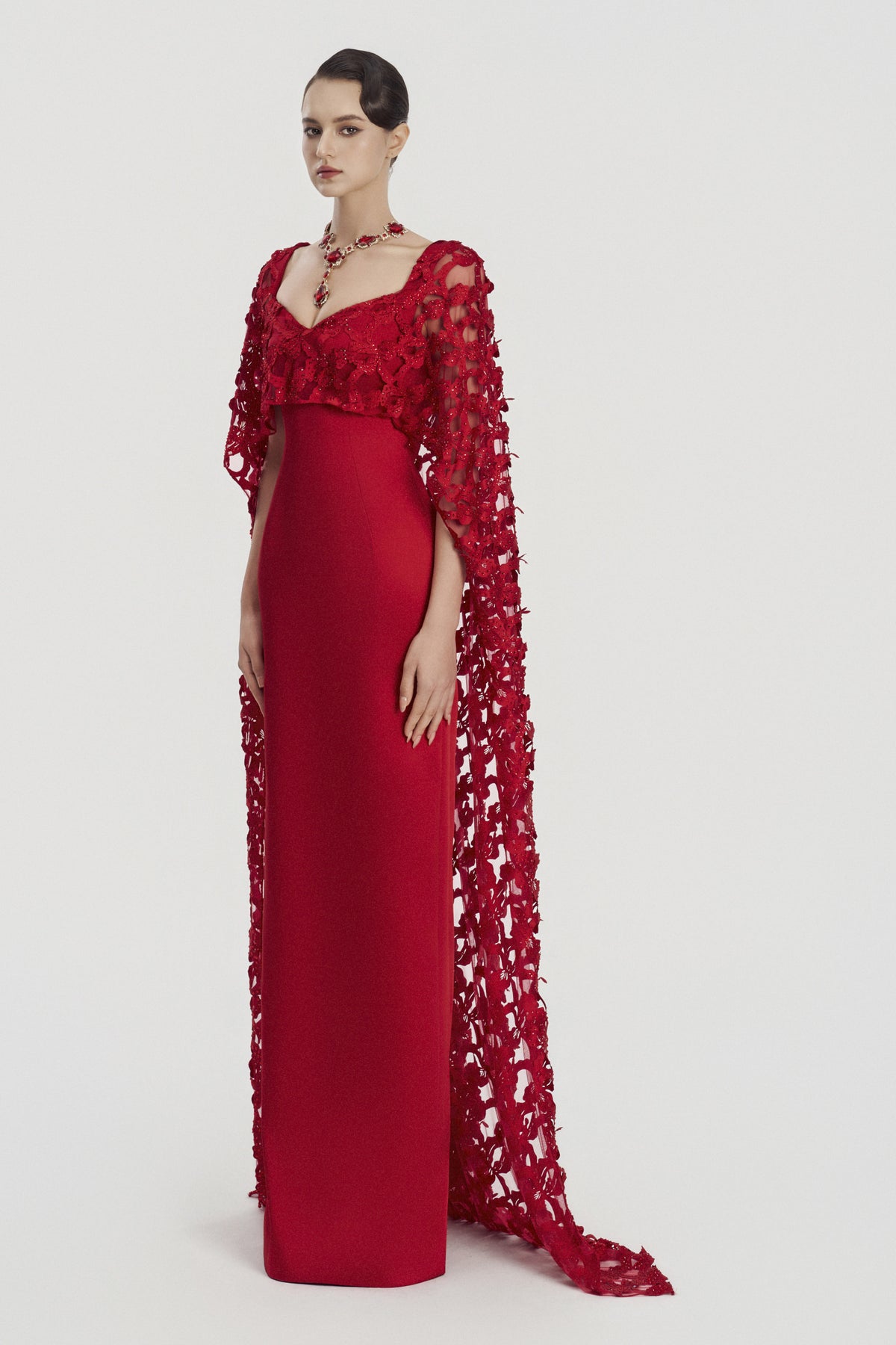 Rosaline Cape Sleeve Maxi Dress