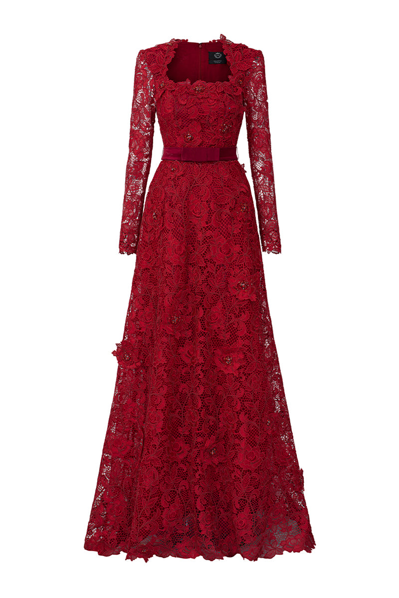 Evara Trapeze Neck Maxi Dress