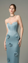 Aquarelle Silk 3D Floral Applique Maxi Dress 4