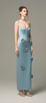 Aquarelle Silk 3D Floral Applique Maxi Dress 5