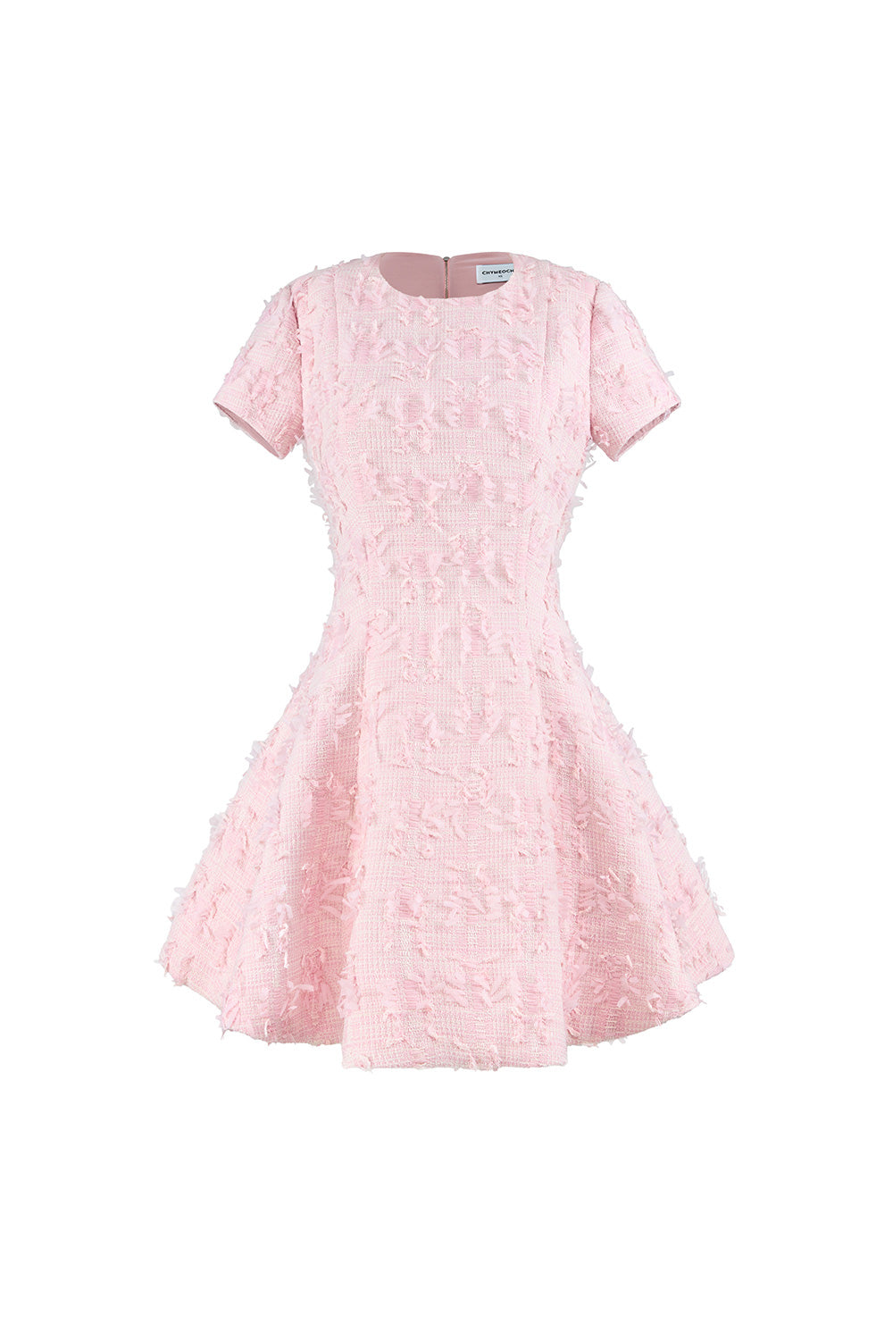 Azure A-line Fringed Tweed Mini Dress