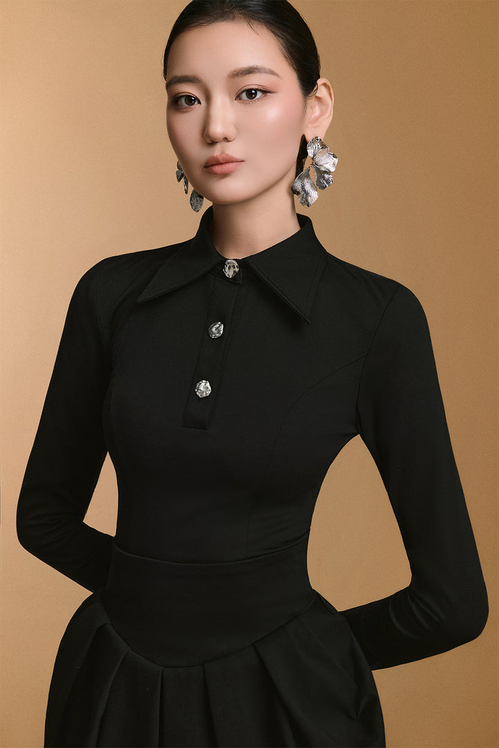 Twilight Collared Button Top - MEAN BLVD