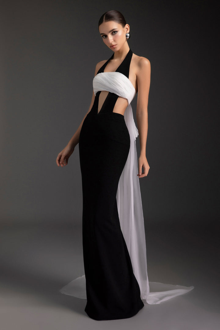 Twilight Halter Neck Draped Maxi Dress - MEAN BLVD
