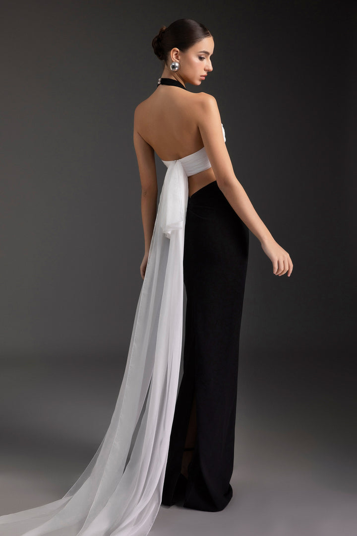 Twilight Halter Neck Draped Maxi Dress - MEAN BLVD