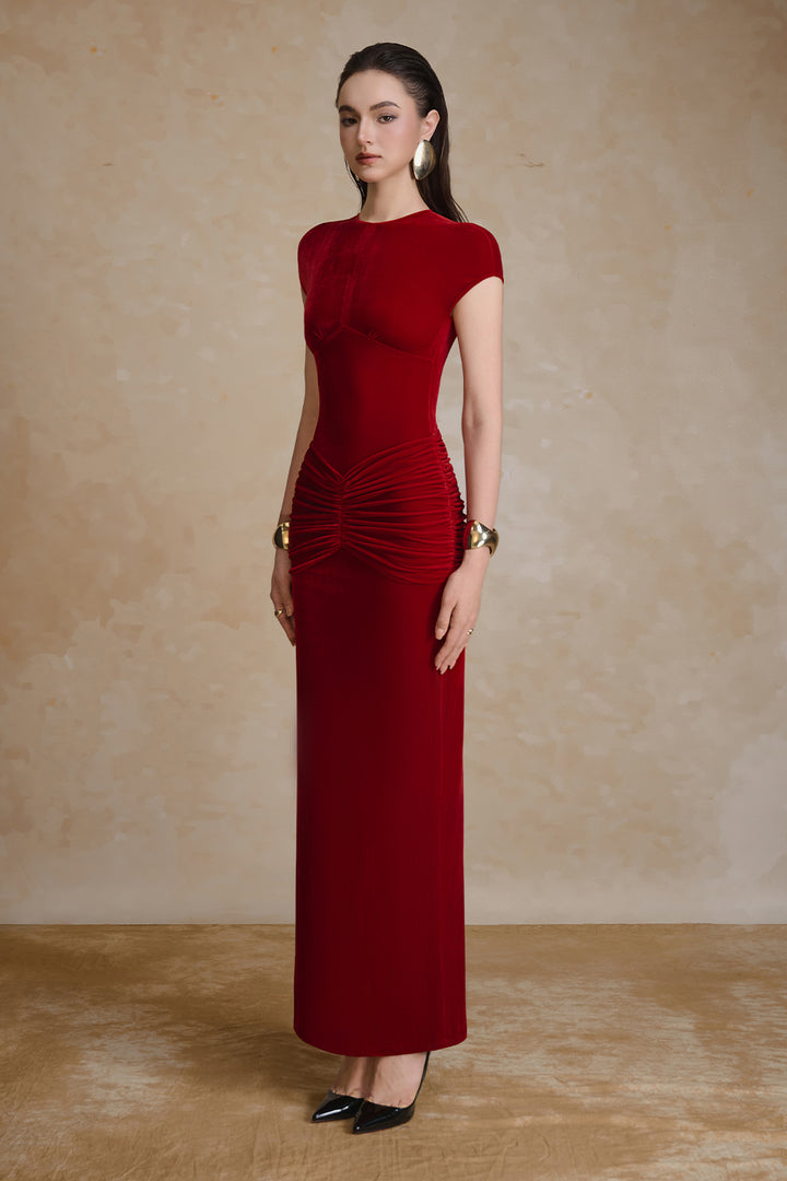 Umber Sheath Gathering Maxi Dress - MEAN BLVD