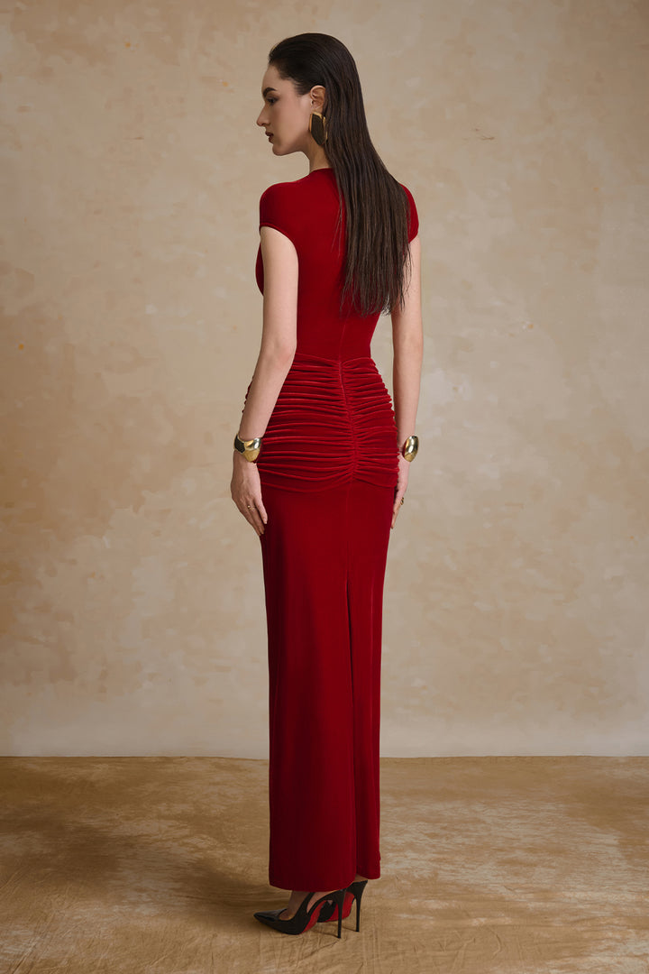 Umber Sheath Gathering Maxi Dress - MEAN BLVD