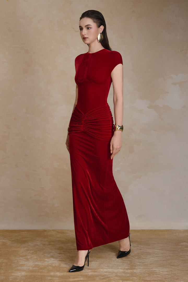 Umber Sheath Gathering Maxi Dress - MEAN BLVD