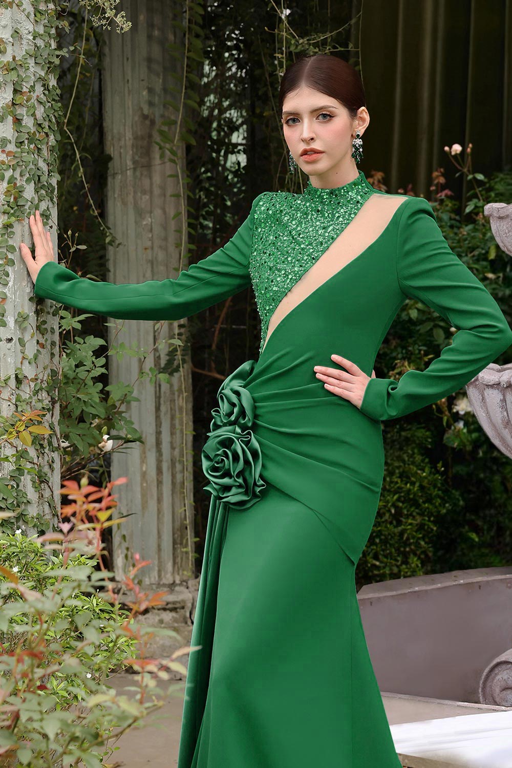 Women's Divine Trumpet Cut-Out Polyester Spandex Floor Length Dress S/M/L/Customize Dark Green Mean Blvd Dark Green / Customize Women's Divine Trumpet Cut-Out Polyester Spandex Floor Length Dress S/M/L/Customize Dark Green Mean Blvd Dark Green / Customize
