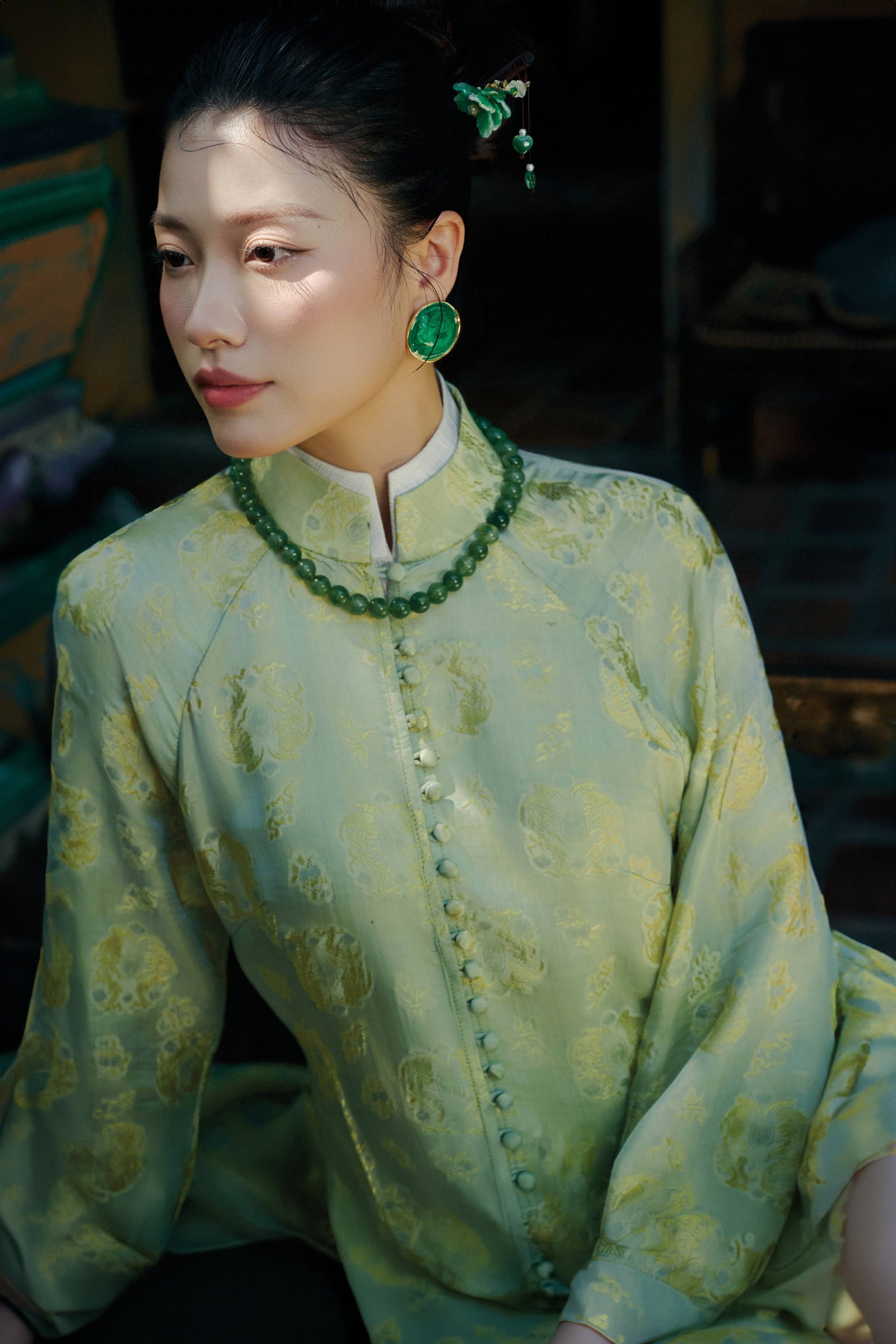 Ha Bich Button Ao Dai Set