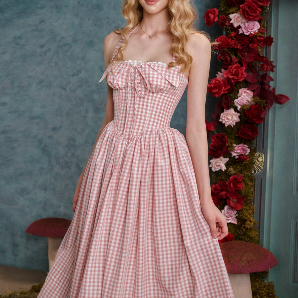 Secret Garden A-line Corset Waist Silk Midi Dress