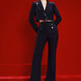 Pesty Straight Notch Lapel Cotton Blend Floor Length Set