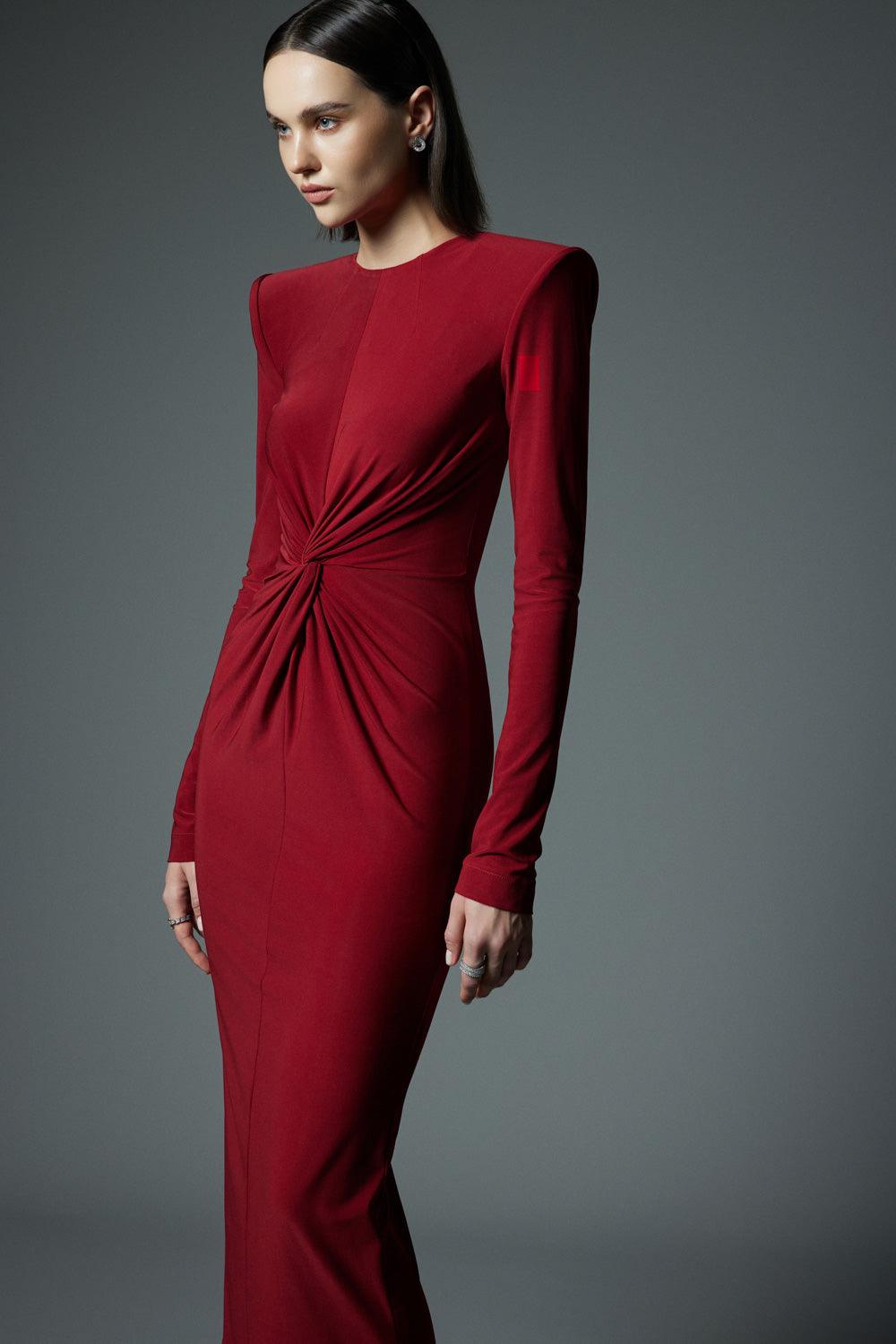 Valencia Sheath Long Sleeved Cotton Spandex Midi Dress