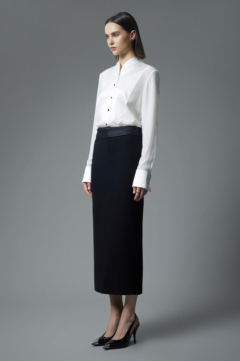 Toledo Straight Cuff Sleeved Crepe De Chine Shirt