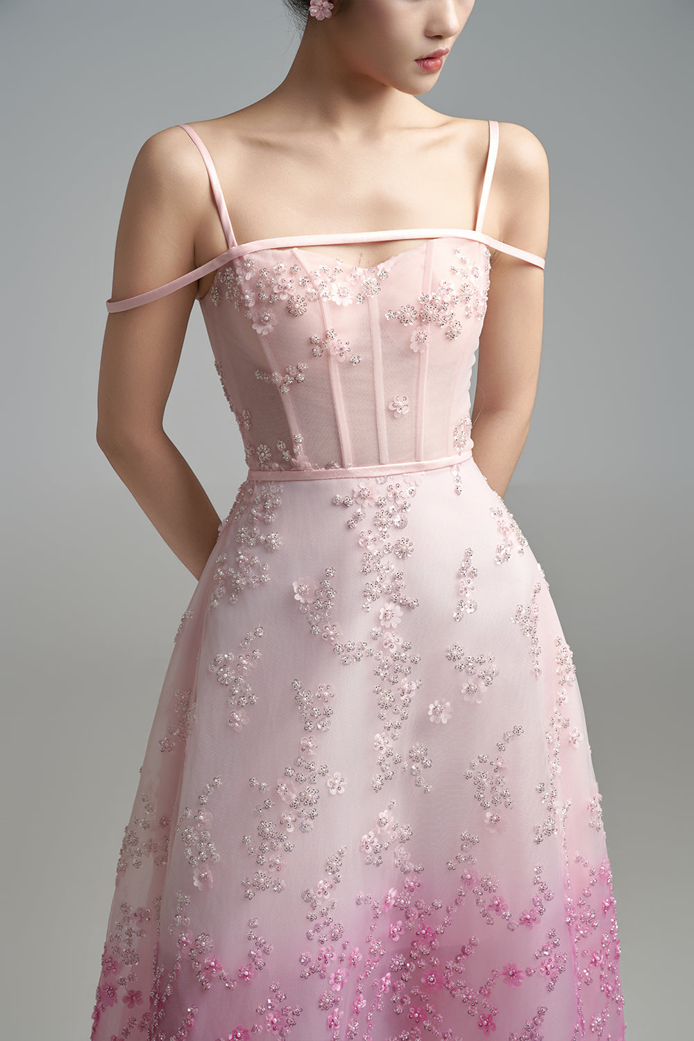 Jordan A-line Cold Shoulder Sleeved Polyester Maxi Dress