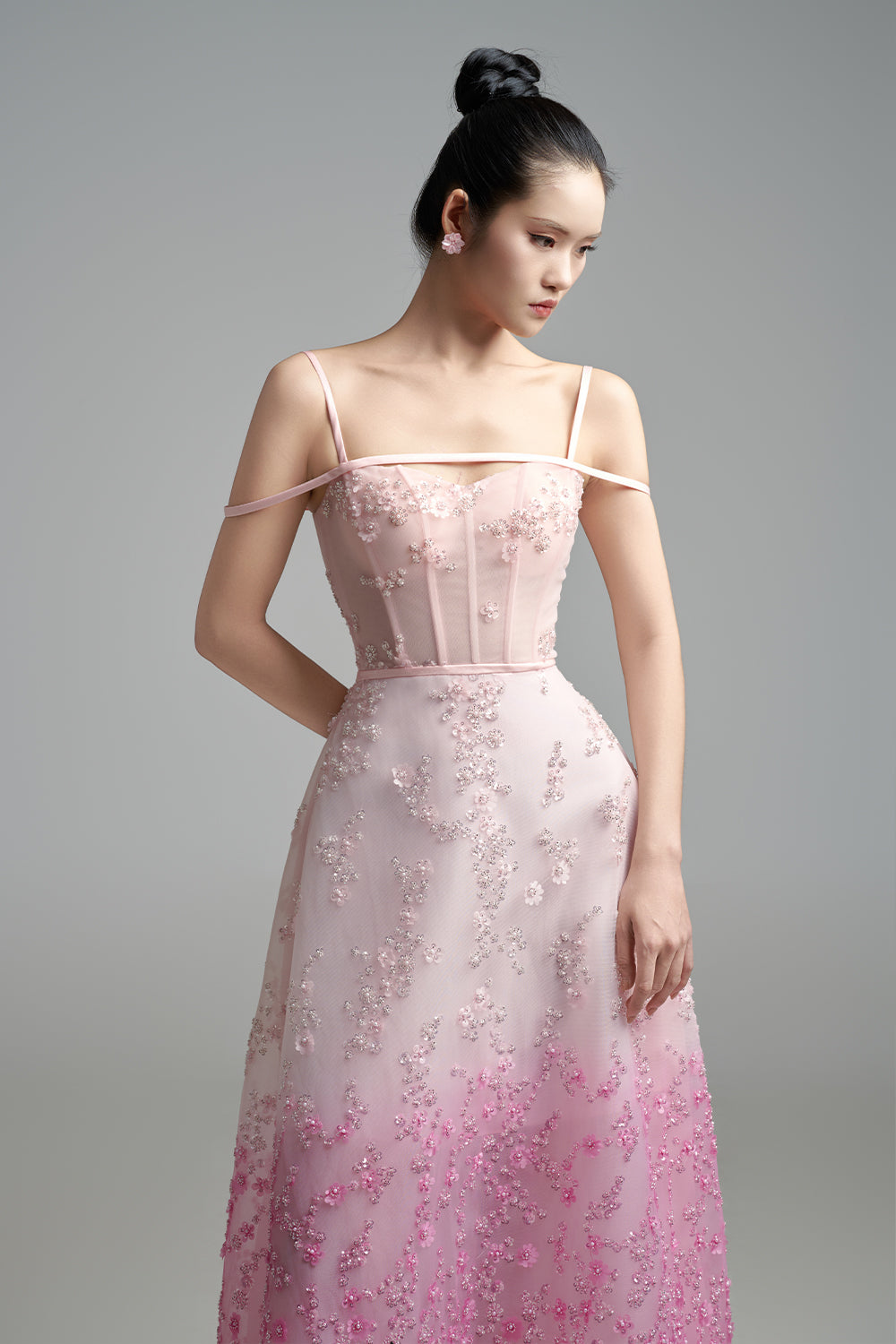 Jordan A-line Cold Shoulder Sleeved Polyester Maxi Dress