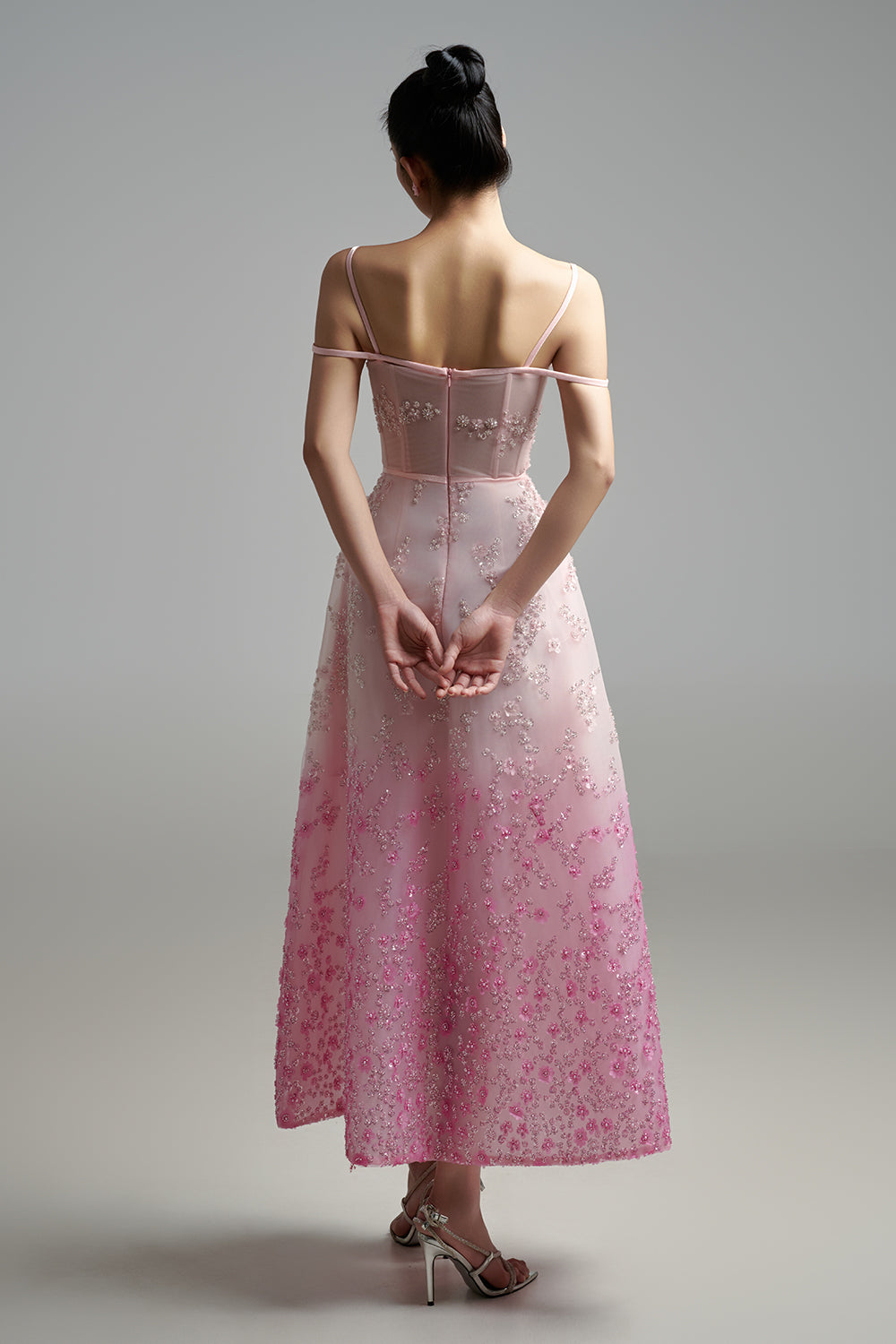 Jordan A-line Cold Shoulder Sleeved Polyester Maxi Dress