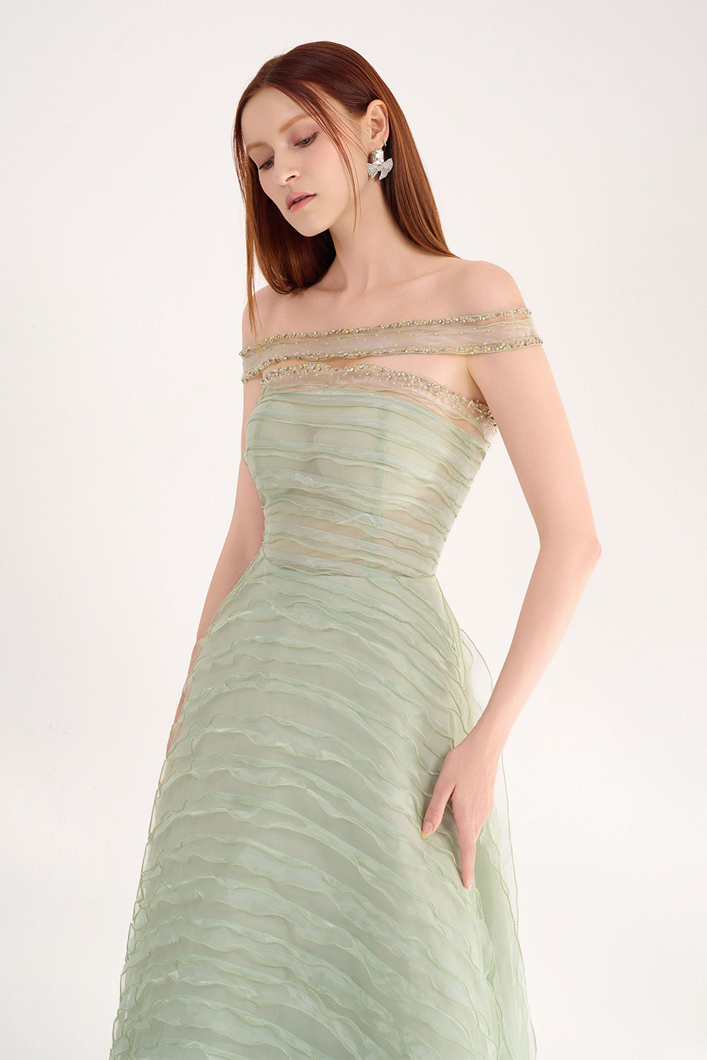 Ainsley Ball Gown Off-Shoulder Organza Maxi Dress