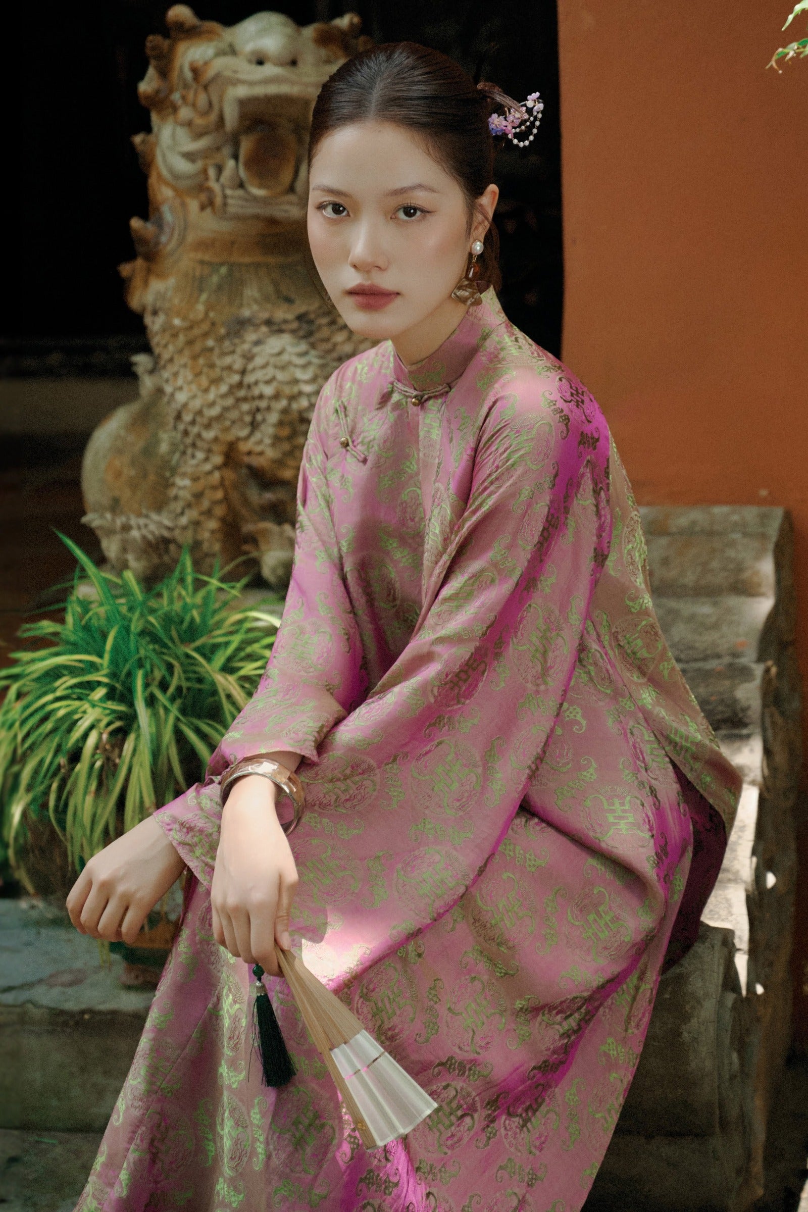 Hong Dien Wide Sleeve Ao Dai Set