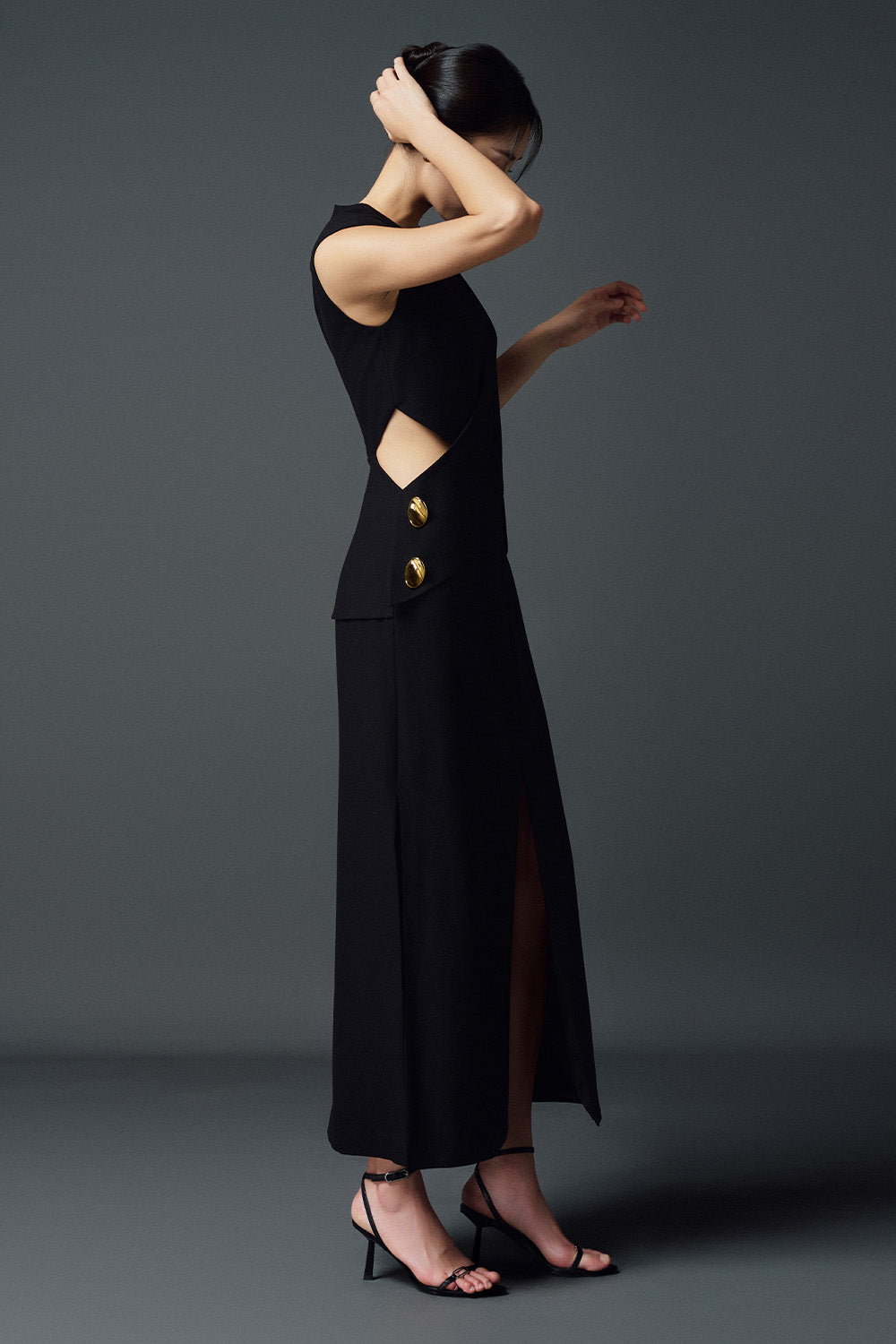 Blythe Slit Cut-Out Polycotton Ankle Length Dress