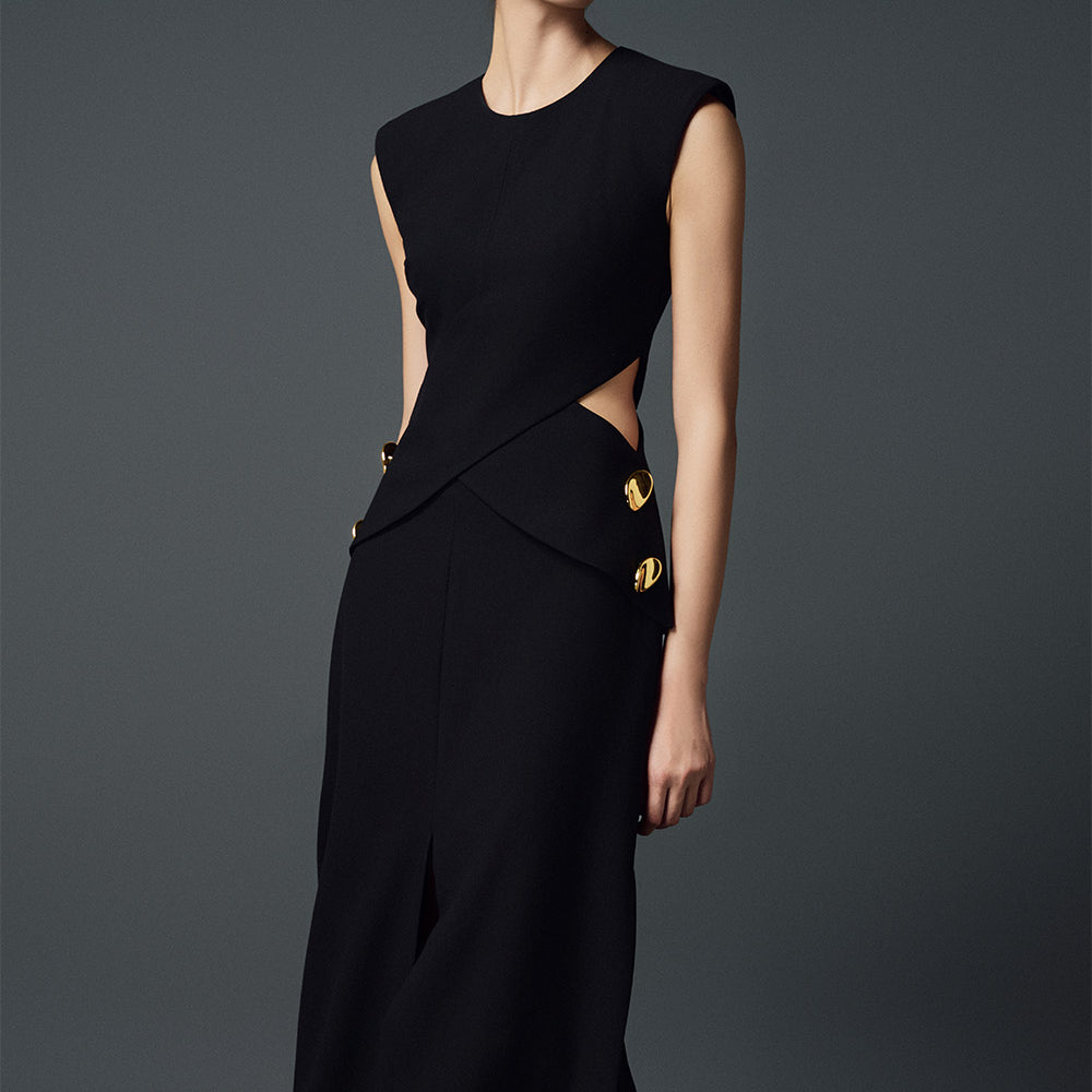 Blythe Slit Cut-Out Polycotton Ankle Length Dress