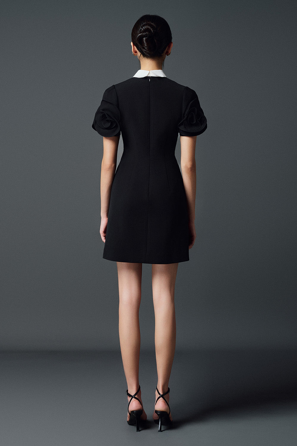 Delphine A-line Collared Neck Twill Mini Dress
