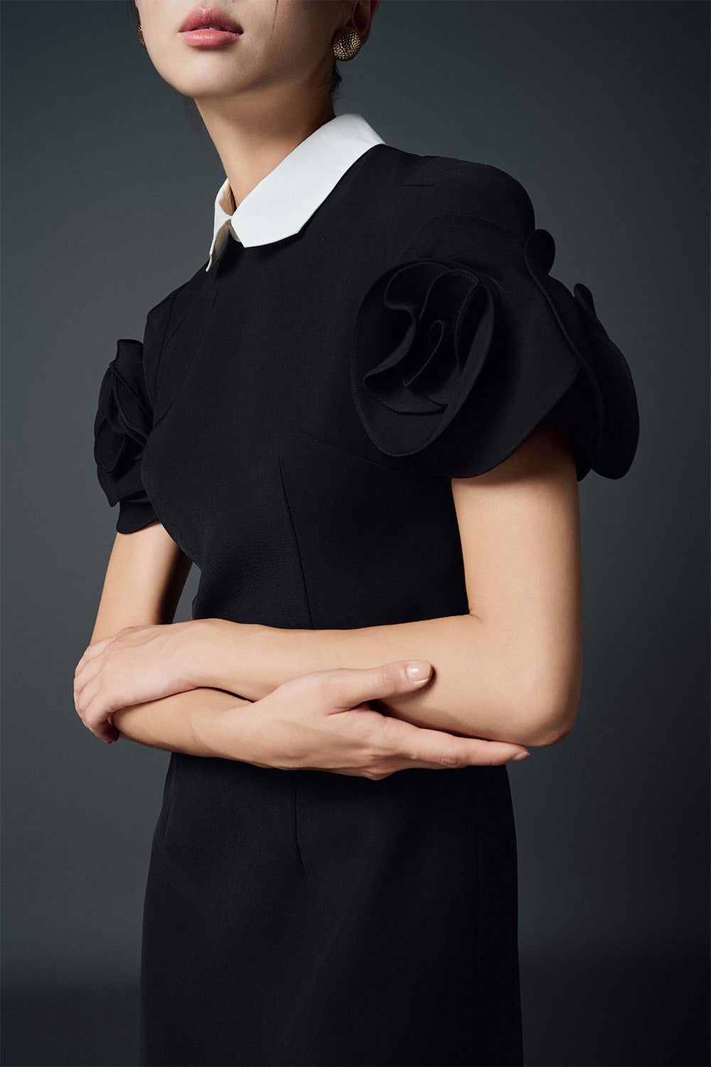 Delphine A-line Collared Neck Twill Mini Dress