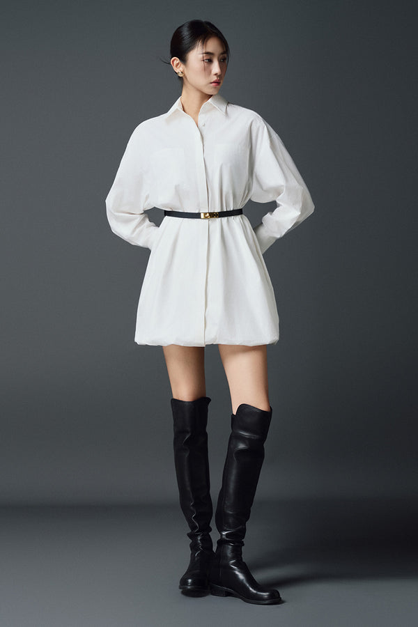 Inez Shirt Collared Neck Cotton Mini Dress