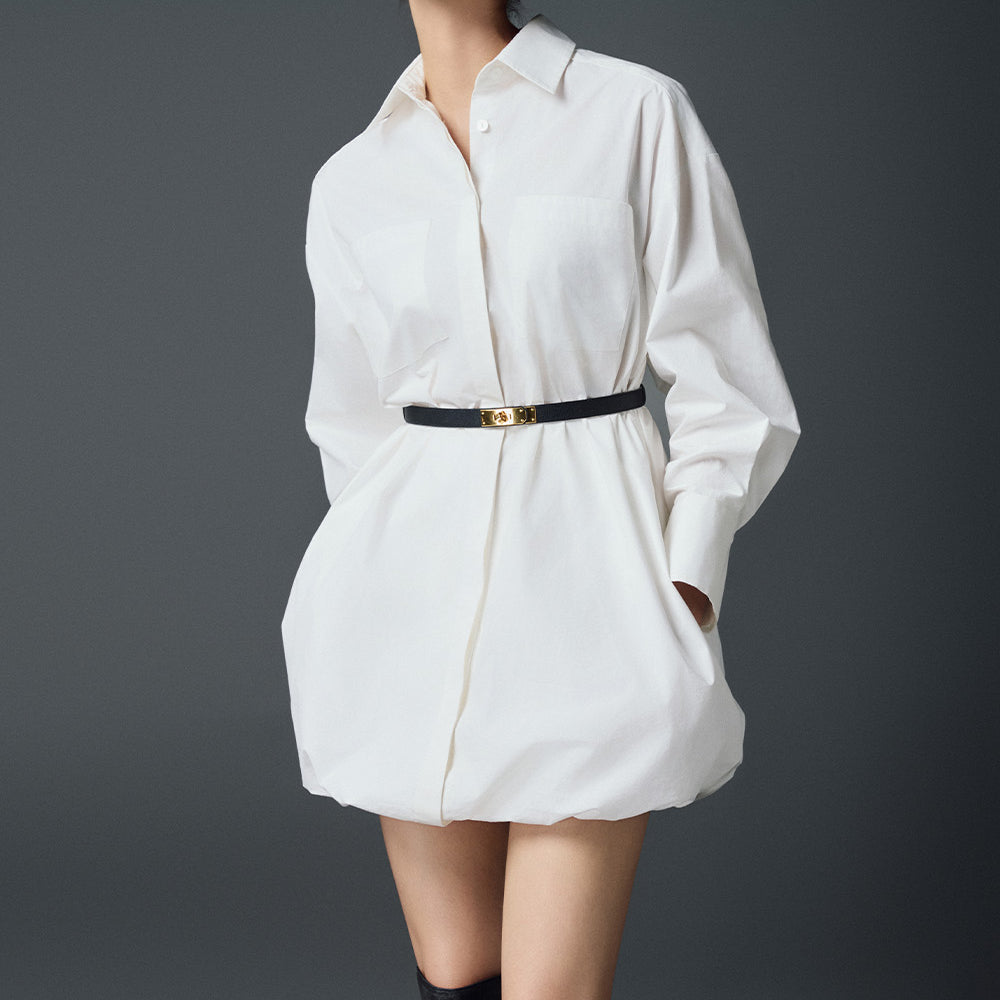 Inez Shirt Collared Neck Cotton Mini Dress
