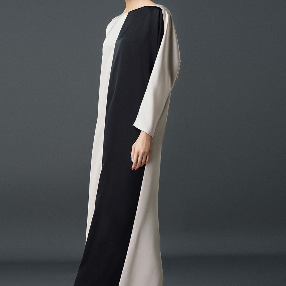 Winifred Straight Boat Neck Twill Silk Ankle Length Dress