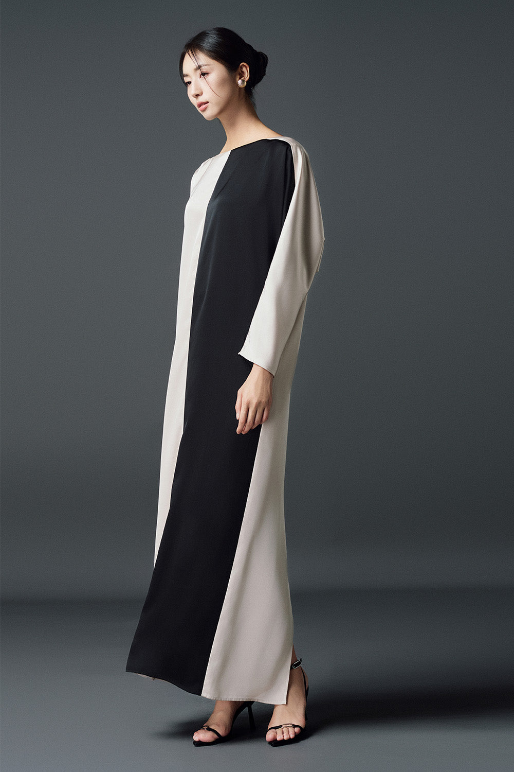 Winifred Straight Boat Neck Twill Silk Ankle Length Dress