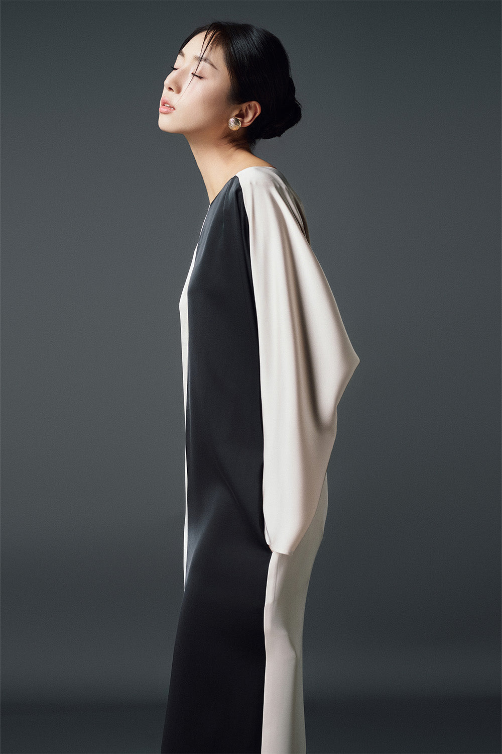 Winifred Straight Boat Neck Twill Silk Ankle Length Dress