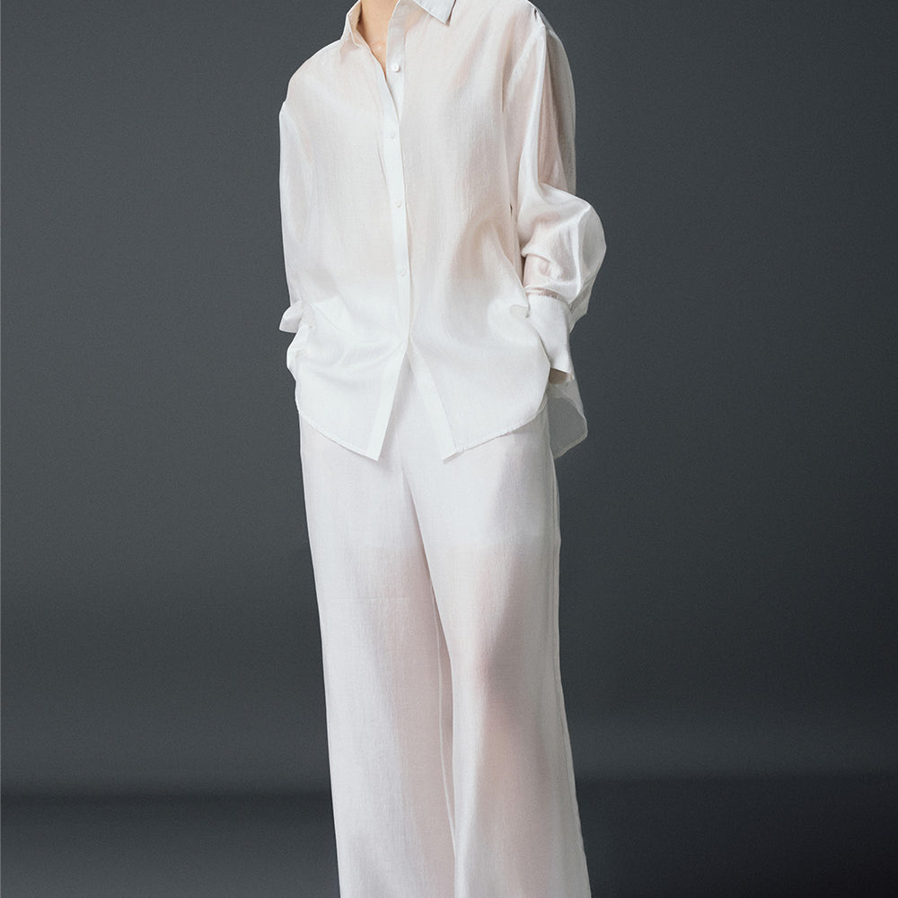 Molly Straight Wide Leg Chiffon Floor Length Trousers
