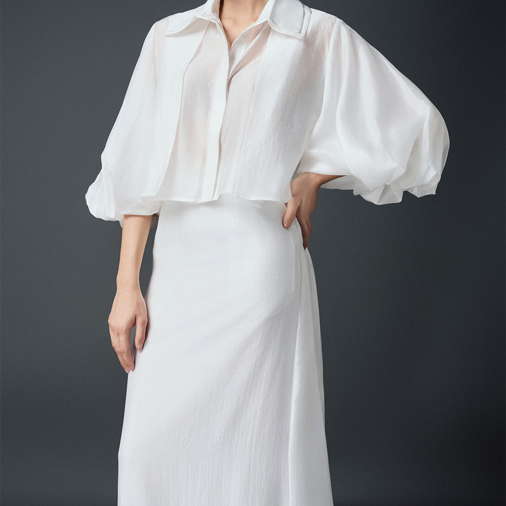 Clove A-line Back Slit Chiffon Ankle Length Skirt