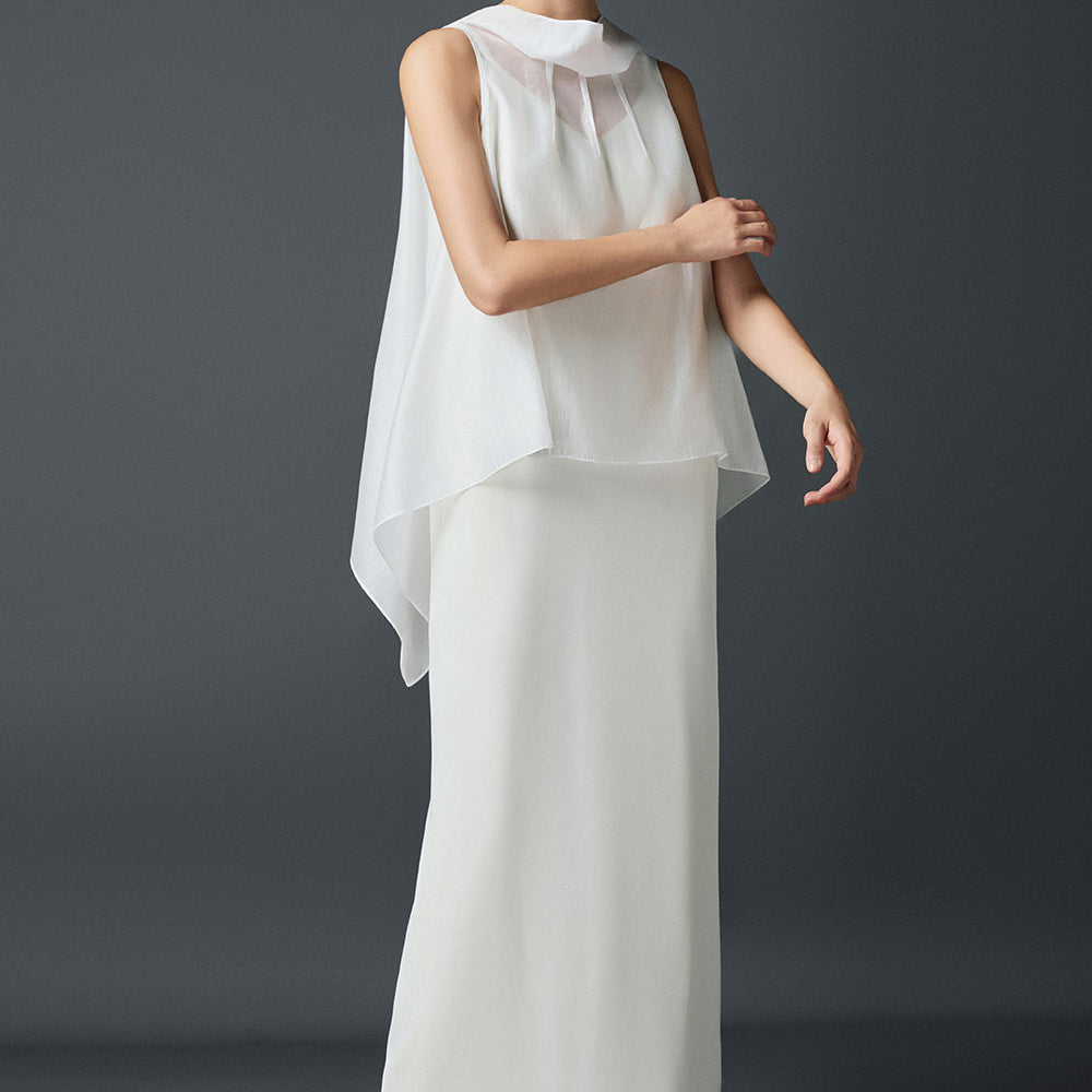 Lenore Straight Sleeveless Silk Ankle Length Dress