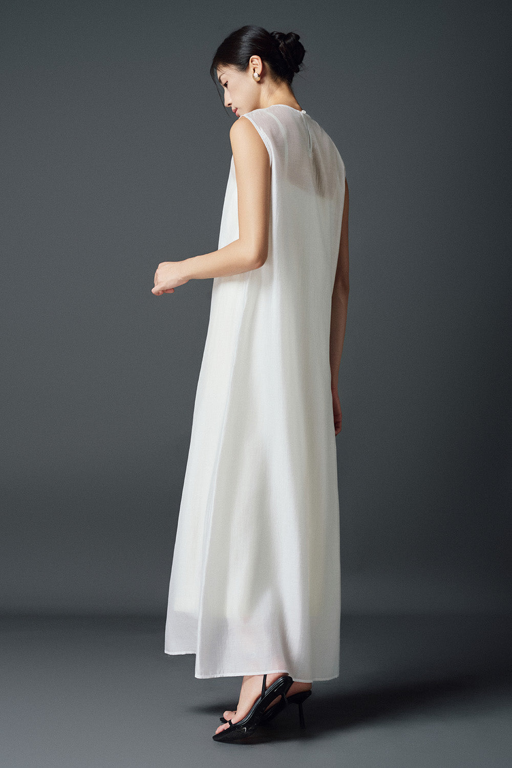 Lavinia Trapezoid Round Neck Chiffon Ankle Length Dress