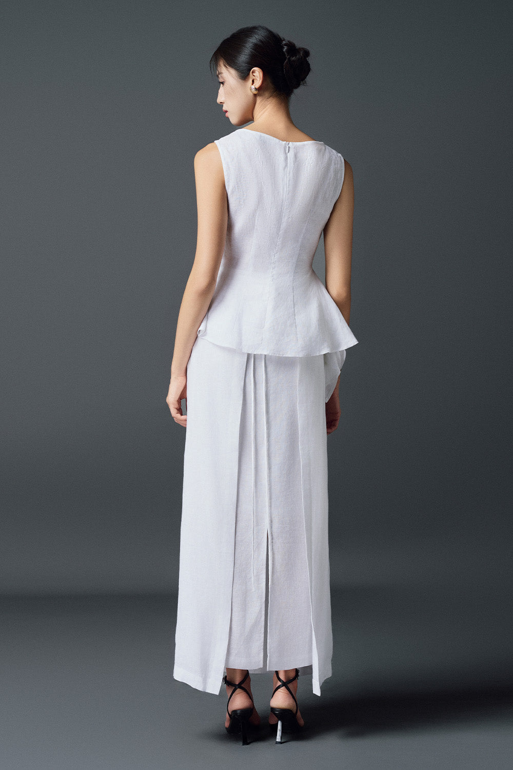 Liliana Peplum Boat Neck Linen Top