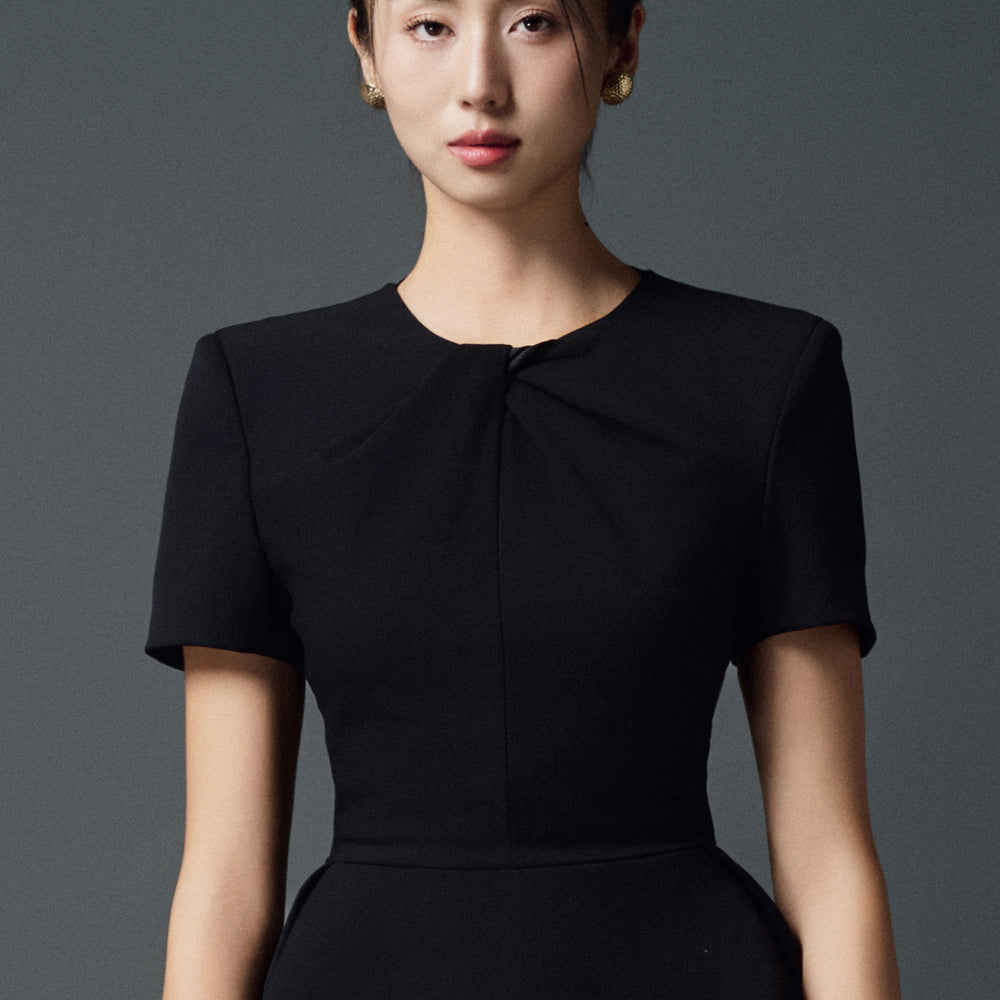 Maisie Peplum Round Neck Polycotton Top