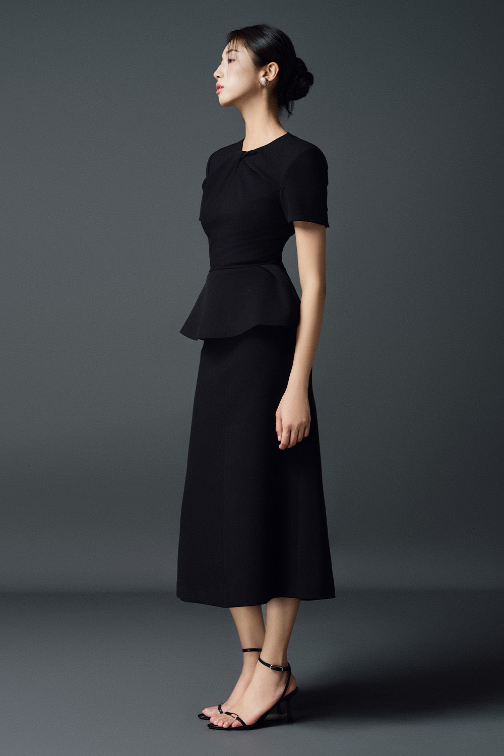 Maisie Peplum Round Neck Polycotton Top