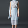 Camellia Layered Flower Applique Chiffon Calf Length Skirt