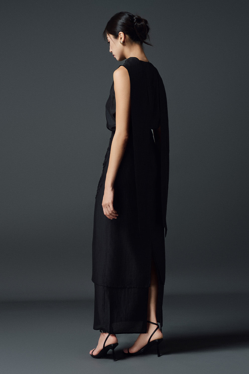 Vinca Straight Scarf Neck Chiffon Top
